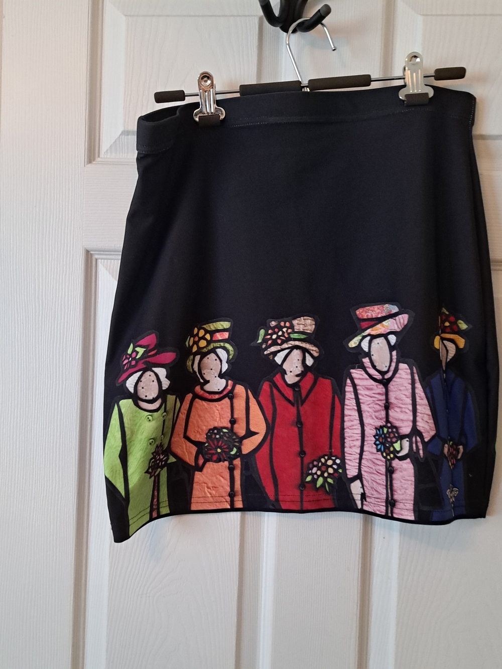 Funky Indie Skirt with Colorful Lady Print
